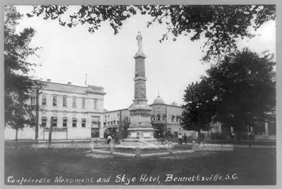 Confederate Monument and Skye Hotel, Bennettsville, S.C.