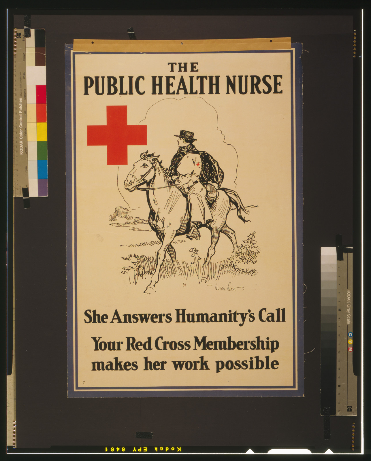 The Public Health Nurse She answers humanity's call : Your Red Cross membership makes her work possible / Gordon Grant., [between 1914 and 1918] — vintage poster