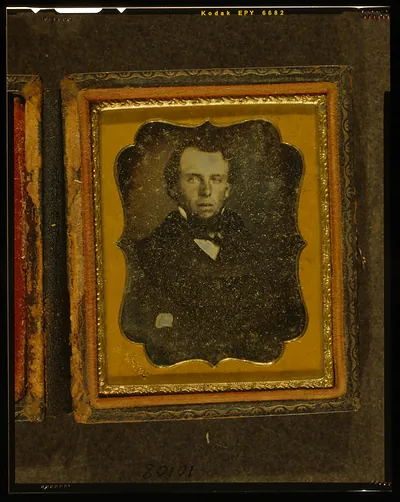 Daguerreotype portrait of a man in a case