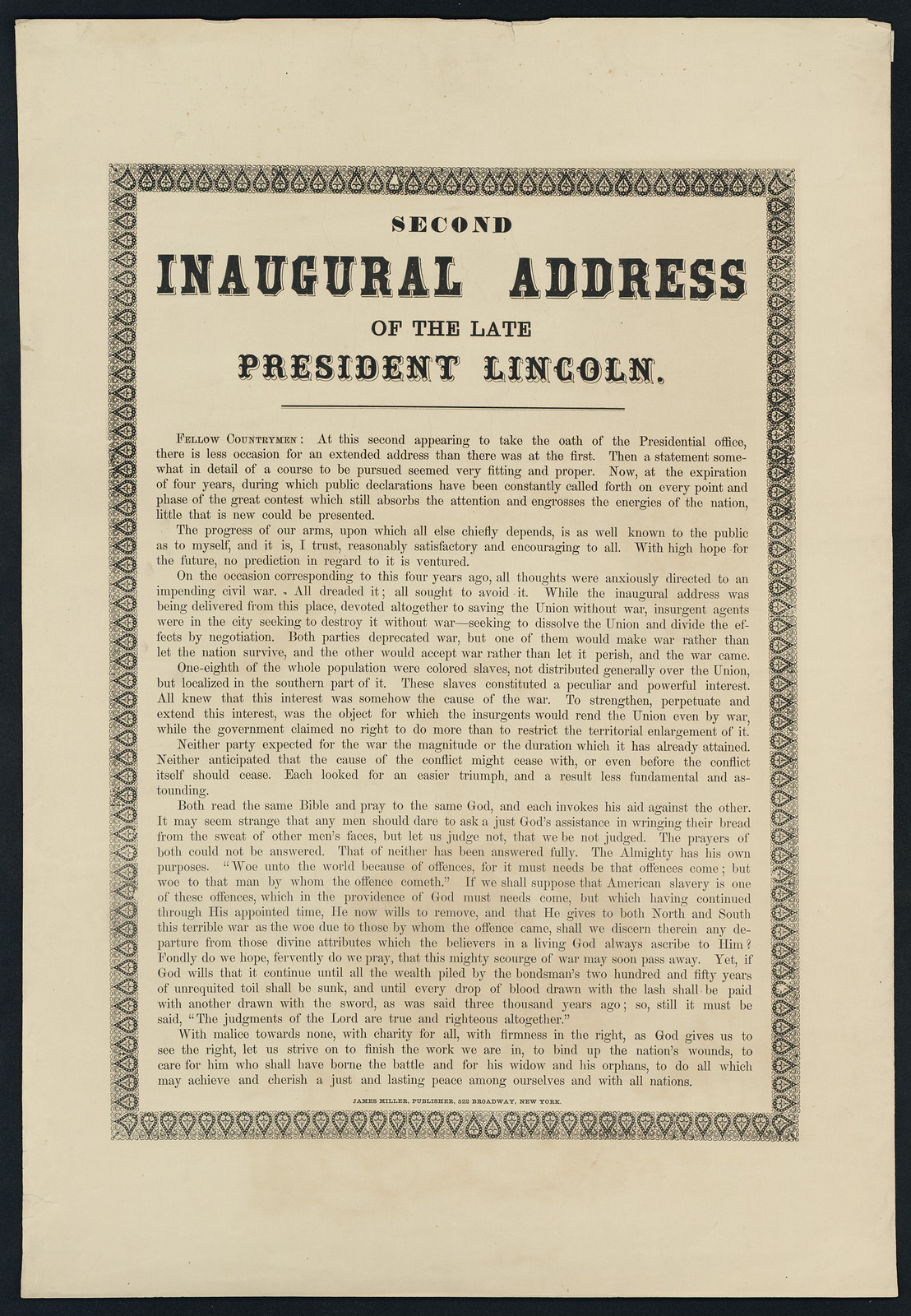 Second Inaugural Address of the Late President Lincoln — historic image