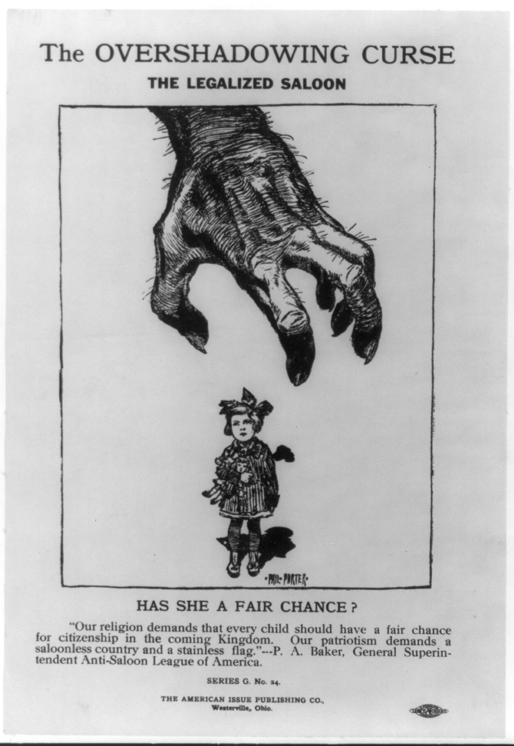 The Overshadowing Curse - The Legalized Saloon — antique lithograph