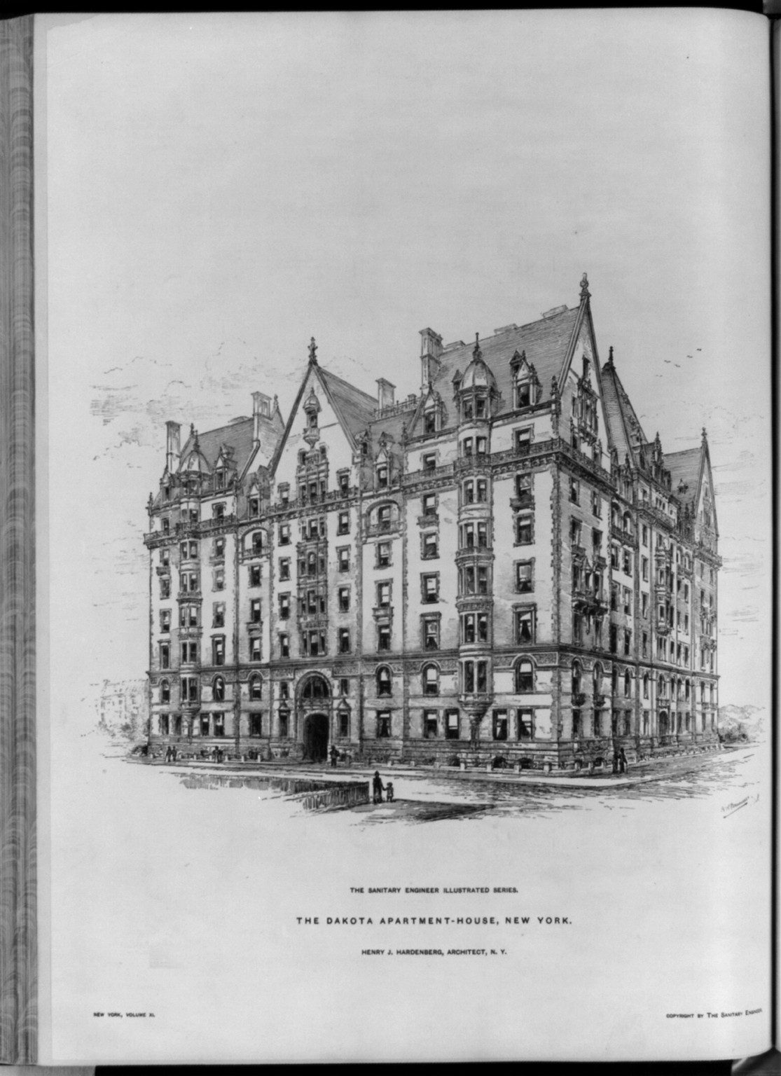 The Dakota Apartment House, New York: Exterior, 1885 — historic print