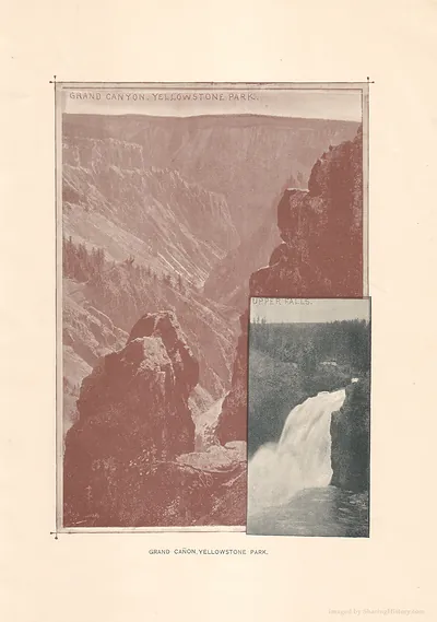 Grand Canyon, Yellowstone Park, with Upper Falls inset