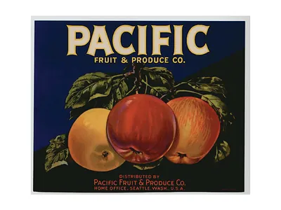 Pacific Fruit & Produce Co. apple crate label
