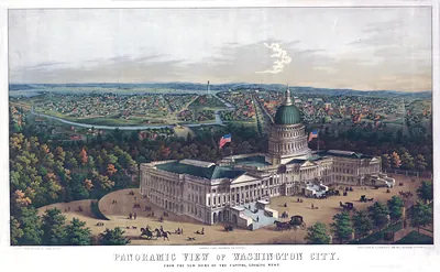 Panoramic View of Washington City: From the New Dome of the Capitol, Looking West [1857]