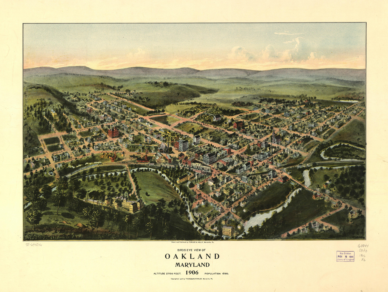 Oakland, Maryland, 1906, 1906 — antique map