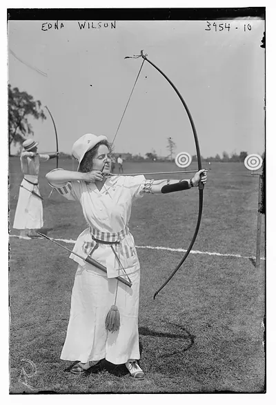 Edna Wilson with bow & arrow