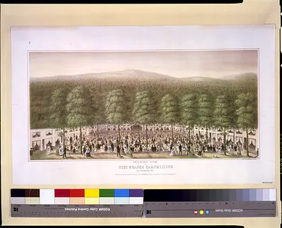 Interior view of West Branch camp meeting, Clinton Co., Pa. / by W.H. Rease.