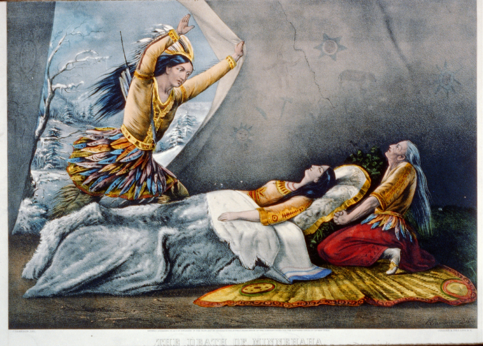 The death of Minnehaha, [New York] : Currier & Ives, 1867. — antique lithograph