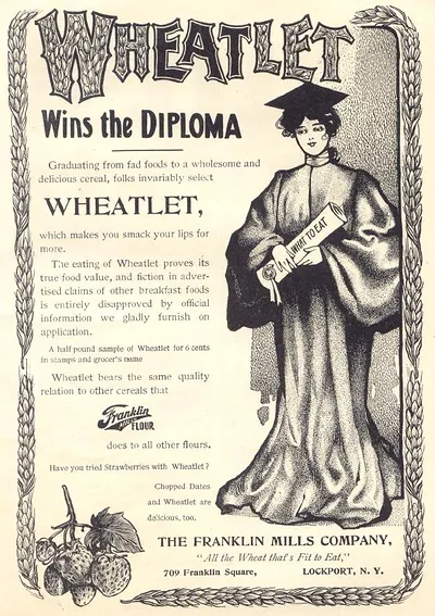 Wheatlet Wins the Diploma cereal advertisement