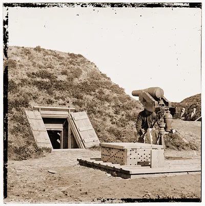 Drewrys Bluff Virginia. Interior of Confederate Fort Darling on the James