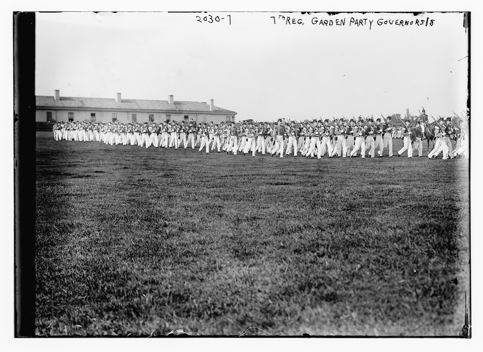 7th Reg. Garden Party, Governors Island, marching troops — historic image
