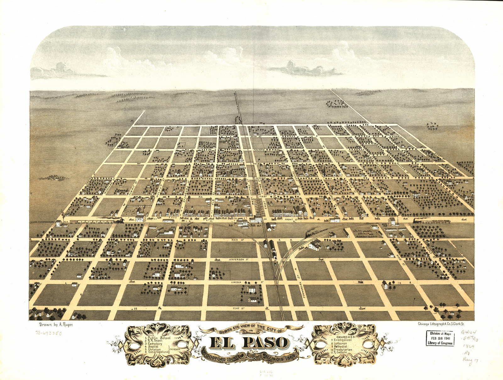 El Paso, Illinois, 1869, 1869 — antique map