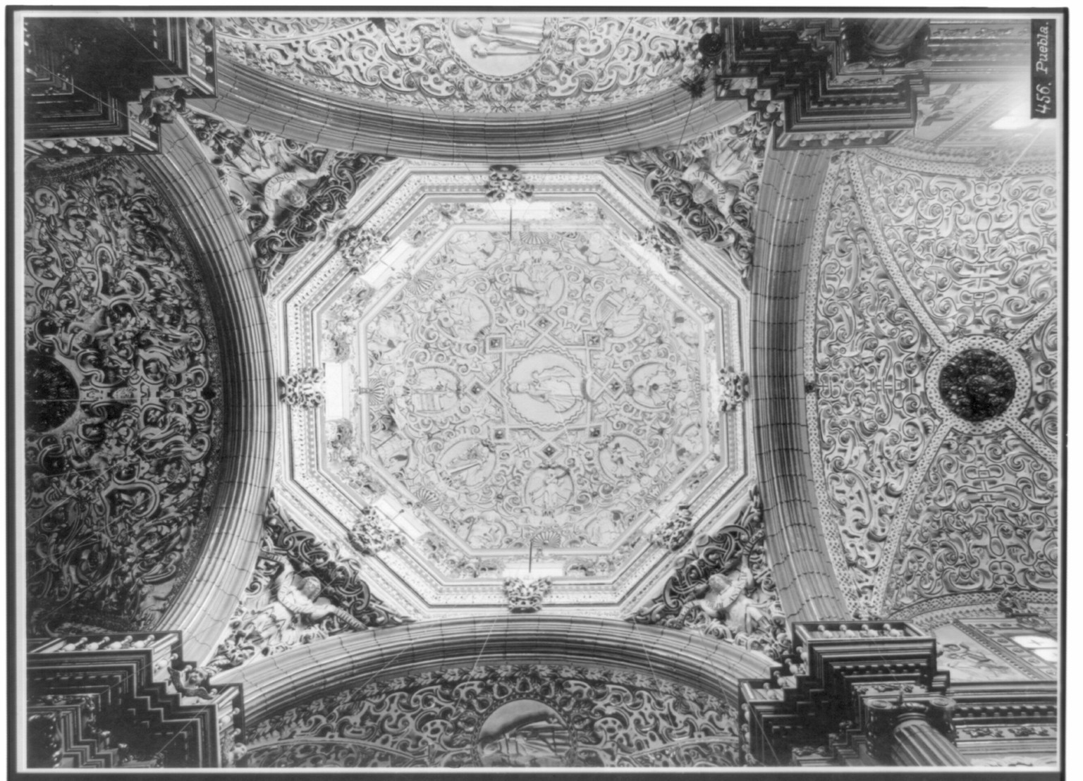 Iglesia de San Cristóbal, Puebla, Mexico: Dome and vaults, [no date recorded on caption card] — historic photograph