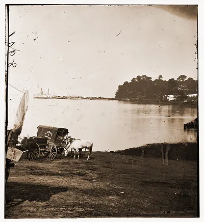 Belle Plain Landing Virginia. Distance view of Belle Plain Landing on the James Riv