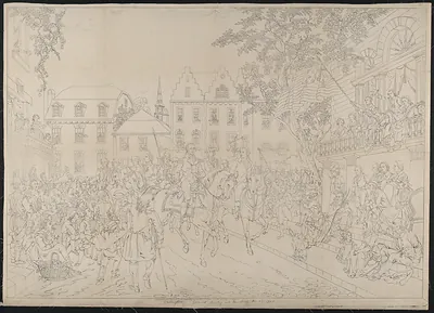 Washington's Grand Entry Into New York, Line Drawing