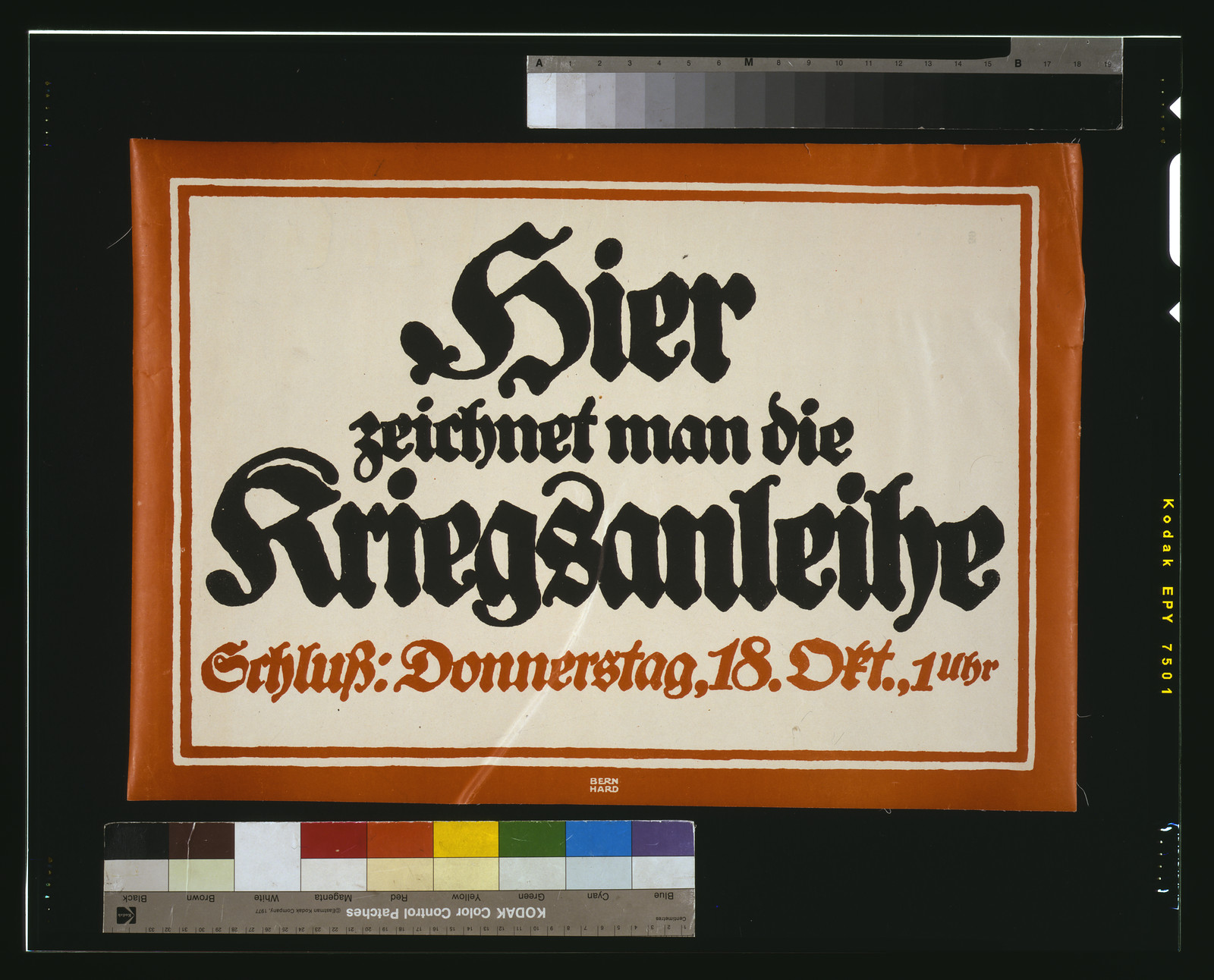 Hier zeichnet man die Kriegsanleihe / Bernhard., 1914 — vintage poster