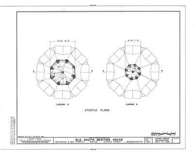 Old South Meeting House Steeple Plans, Landings 8 and 9