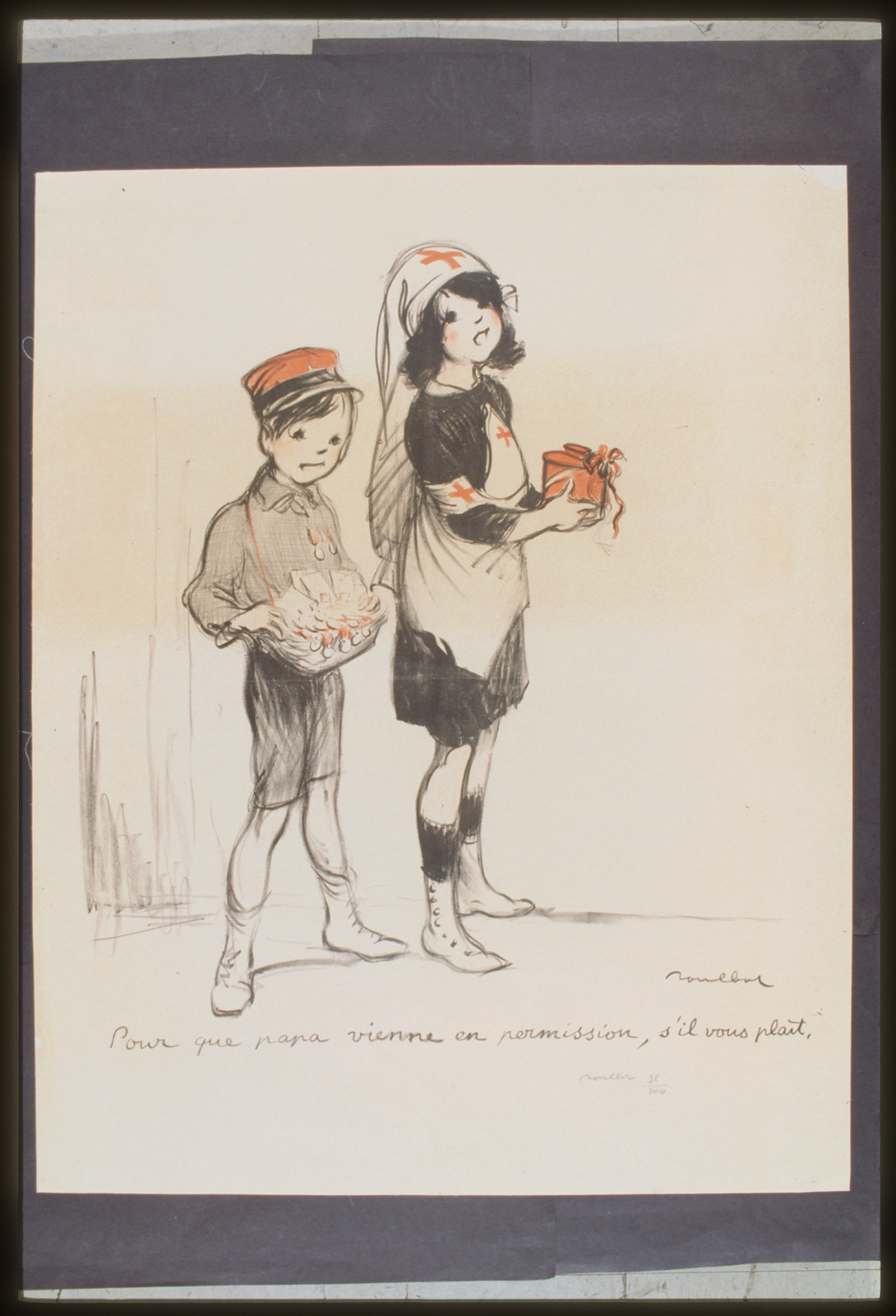 Pour que papa vienne en permission sil vous plait, 1915 — vintage poster