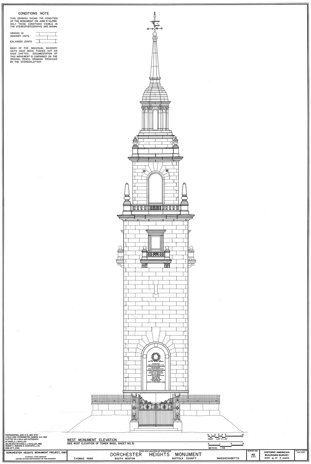 West Monument Elevation, Dorchester Heights Monument, South Boston — historic image