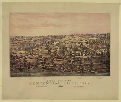 Bird's Eye View, Centennial Buildings, Fairmount Park, 1876