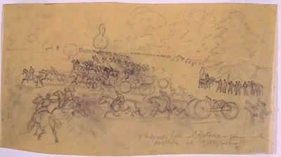 9th Mass. batt. Bigelows going into position at Gettysburg