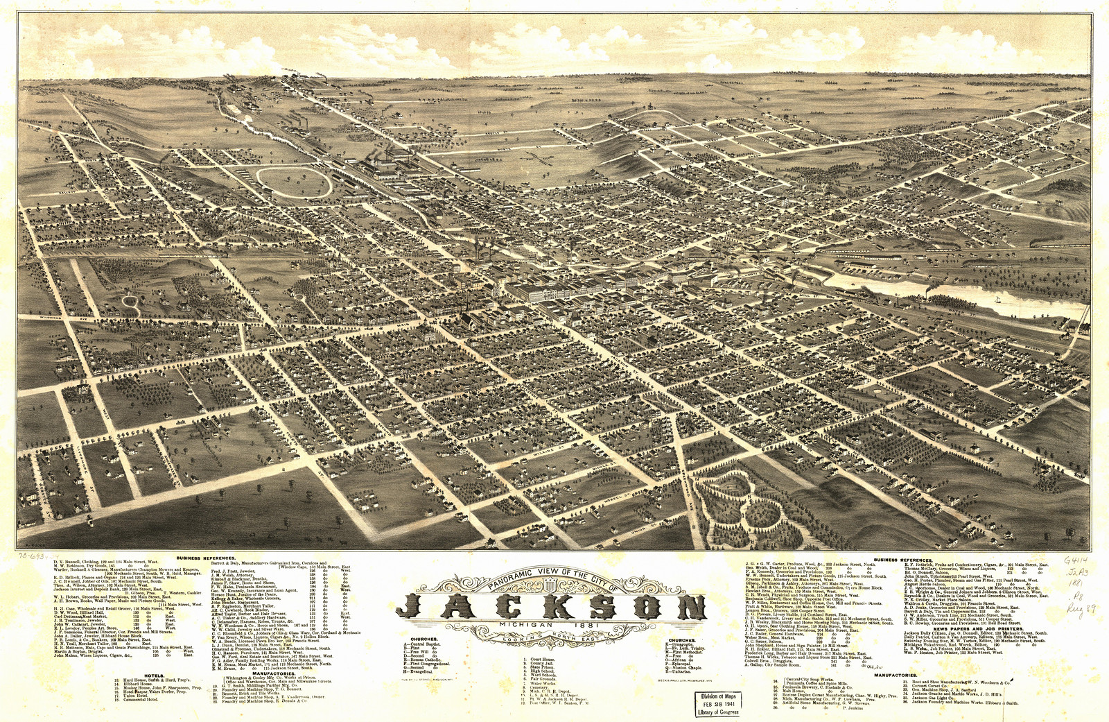 Jackson, Michigan, 1881, 1881 — antique map