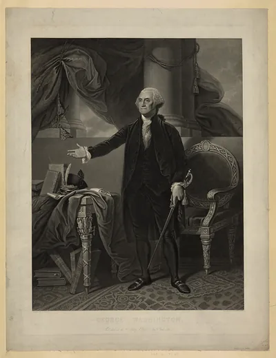 George Washington, engraved standing portrait after Gilbert Stuart