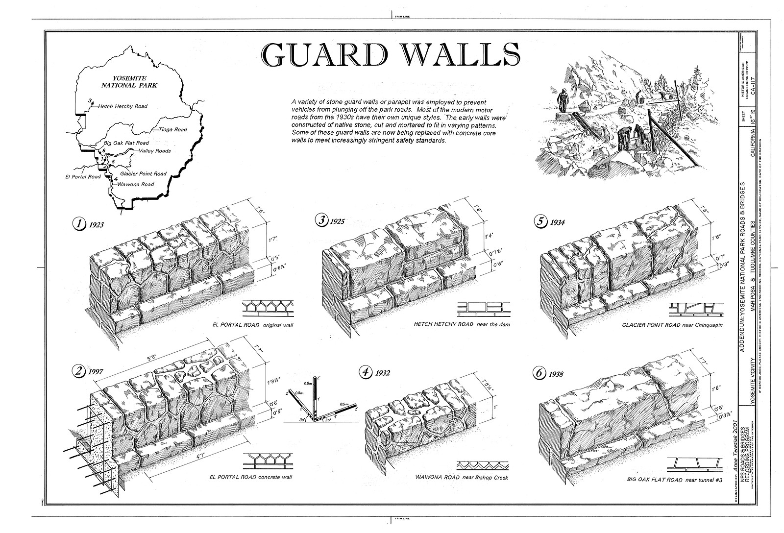Guard Walls, Yosemite National Park Roads — historic image