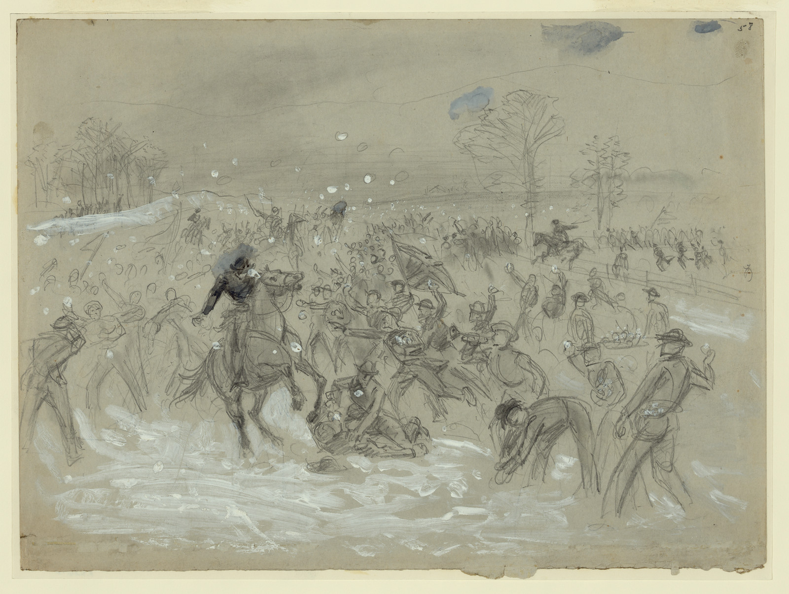 [The snowball battle near Dalton, Georgia], [1864 March 22] — historic drawing