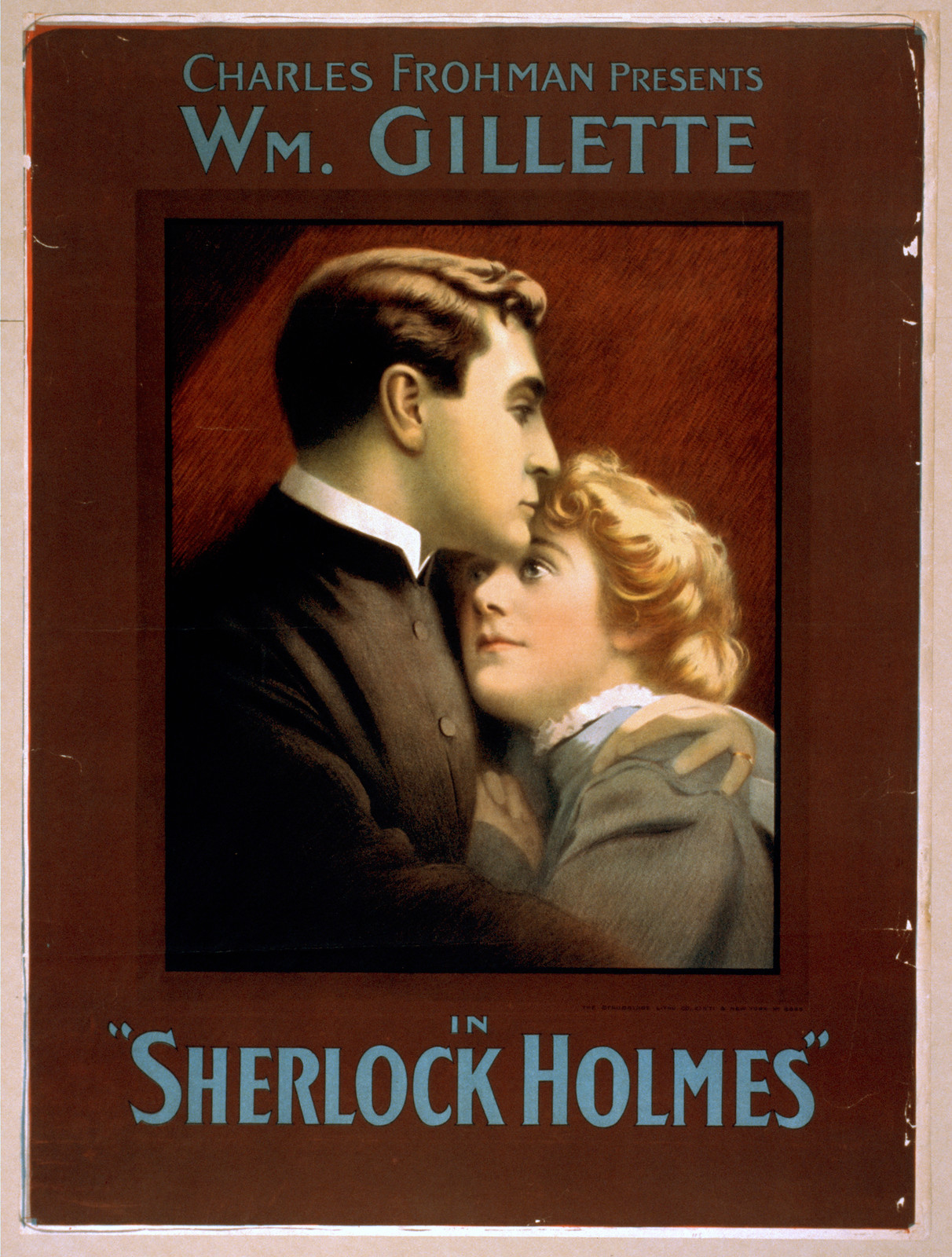 Charles Frohman presents William Gillette in Sherlock Holmes, 1900 — vintage poster