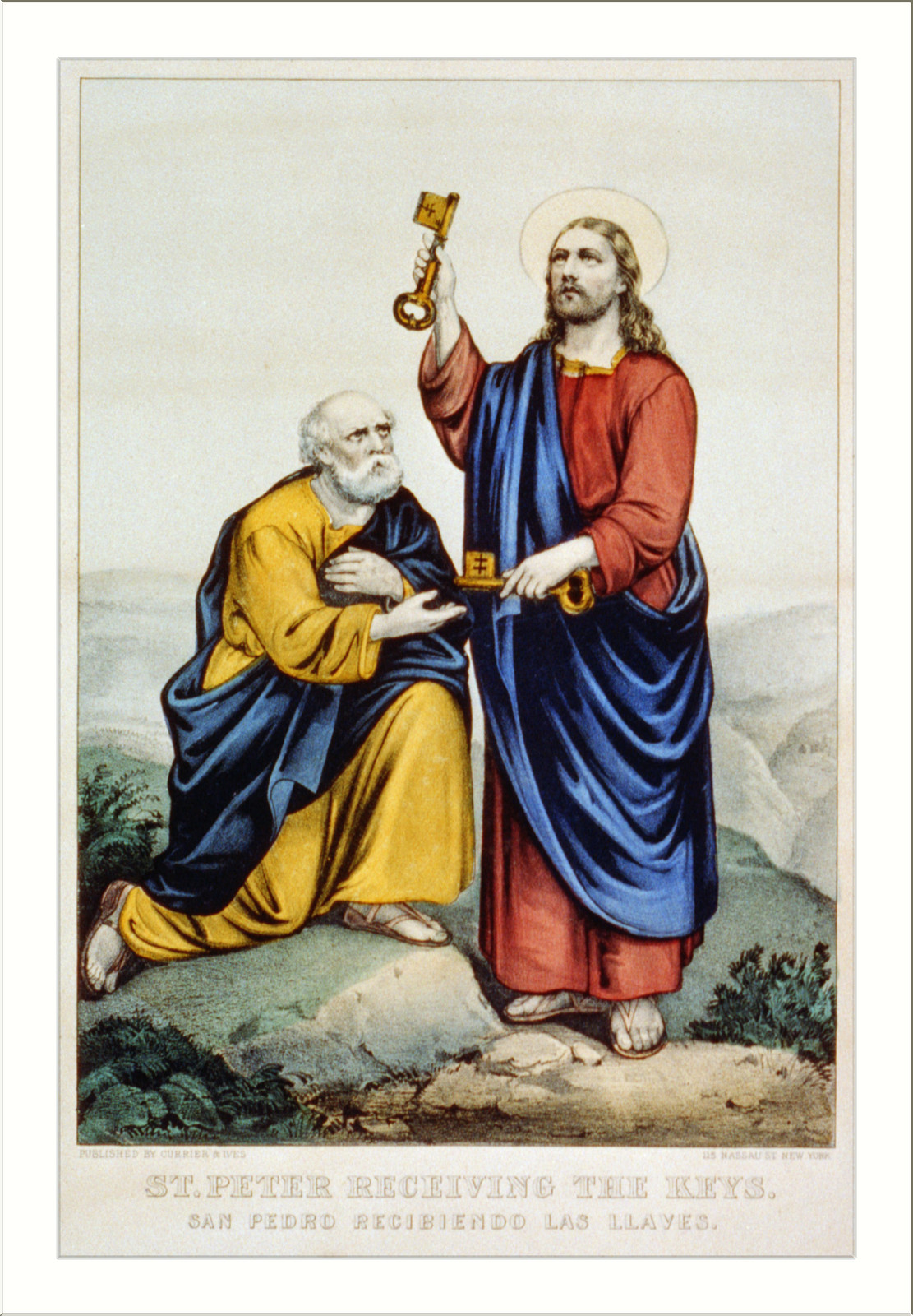 St. Peter receiving the keys: San Pedro recibiendo las llaves, New York : Published by Currier & Ives, [between 1856 and 1907] — antique lithograph