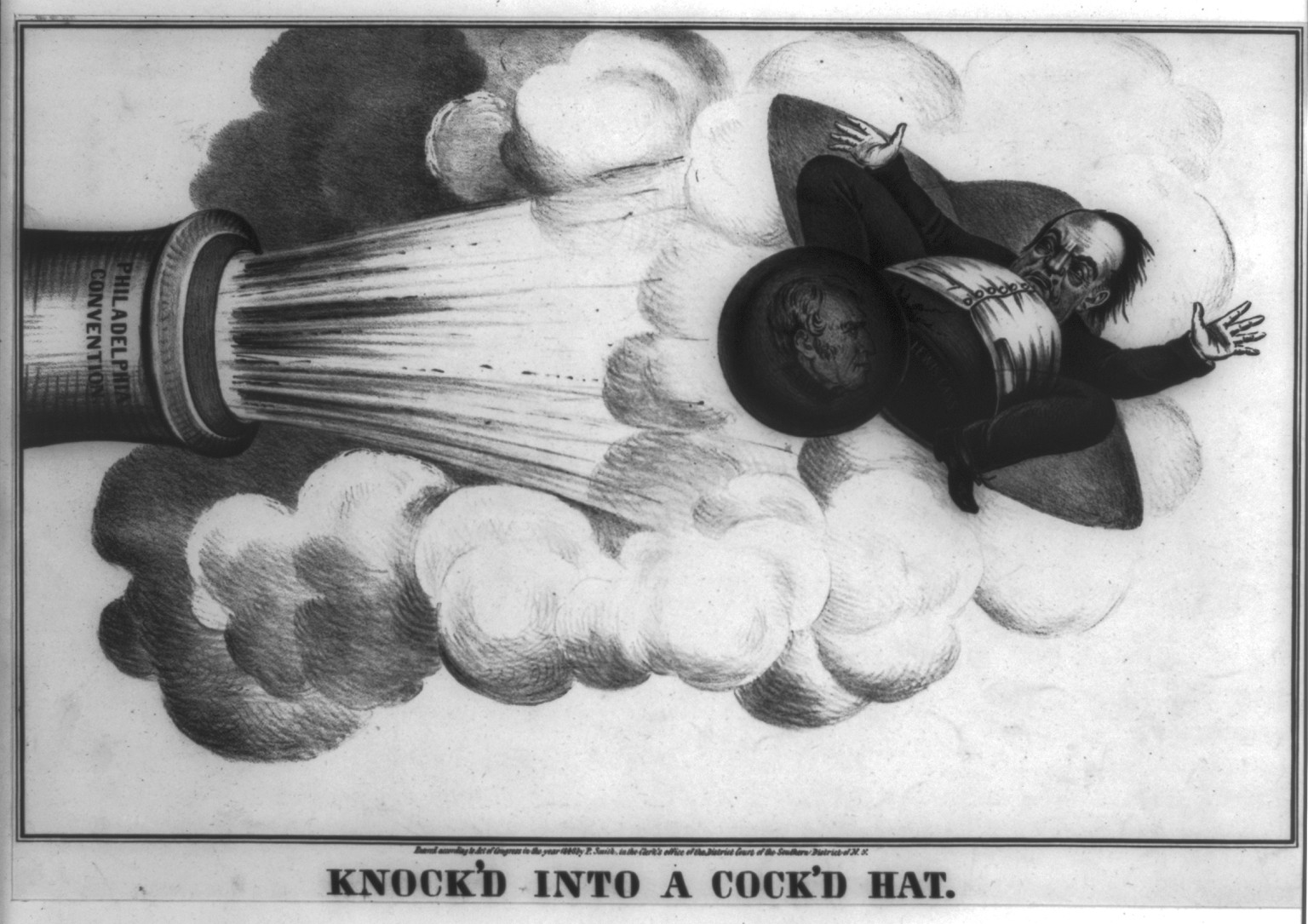 Knock'd into a cock'd hat, N.Y. : Pub. by Peter Smith [i.e., Nathaniel Currier], 1848. — antique lithograph