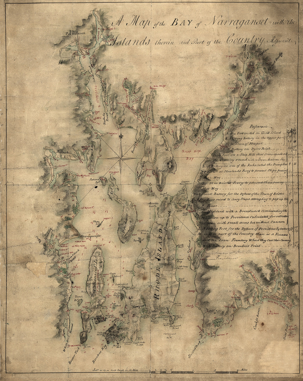 Narraganset Bay, Rhode Island, 1777, 1777 — antique map