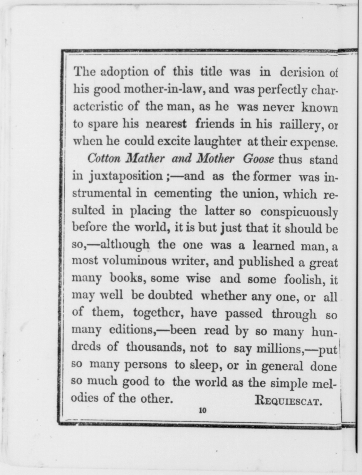The Only True Mother Goose (Boston: Monroe & Francis) 1833 — historic image
