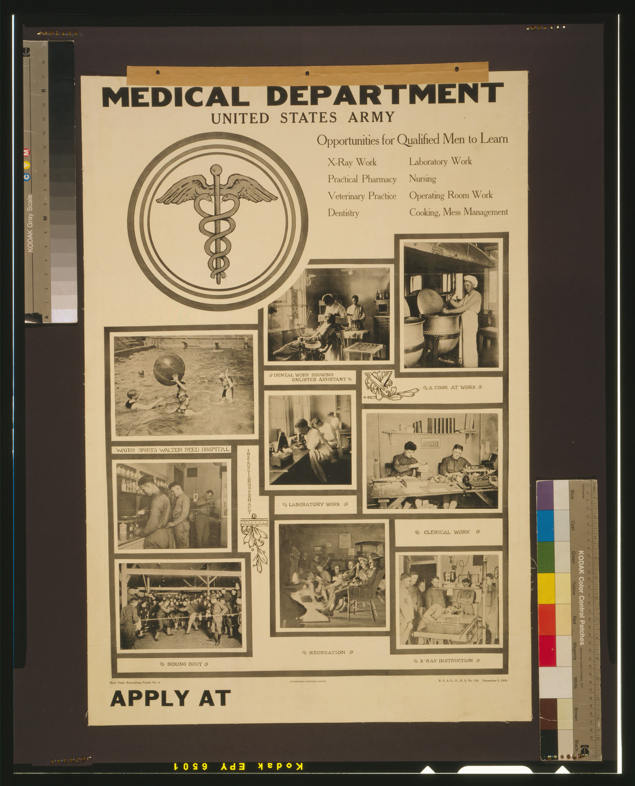 Medical Department, United States Army, Government Printing Office, 1919. — vintage poster