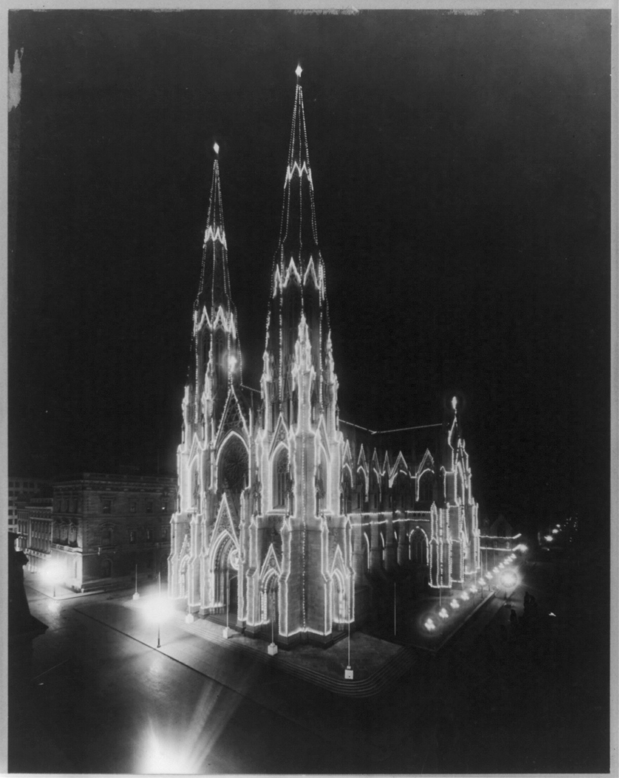 [St. Patrick's Cathedral, New York City, lit up at night], c1912. — historic photograph