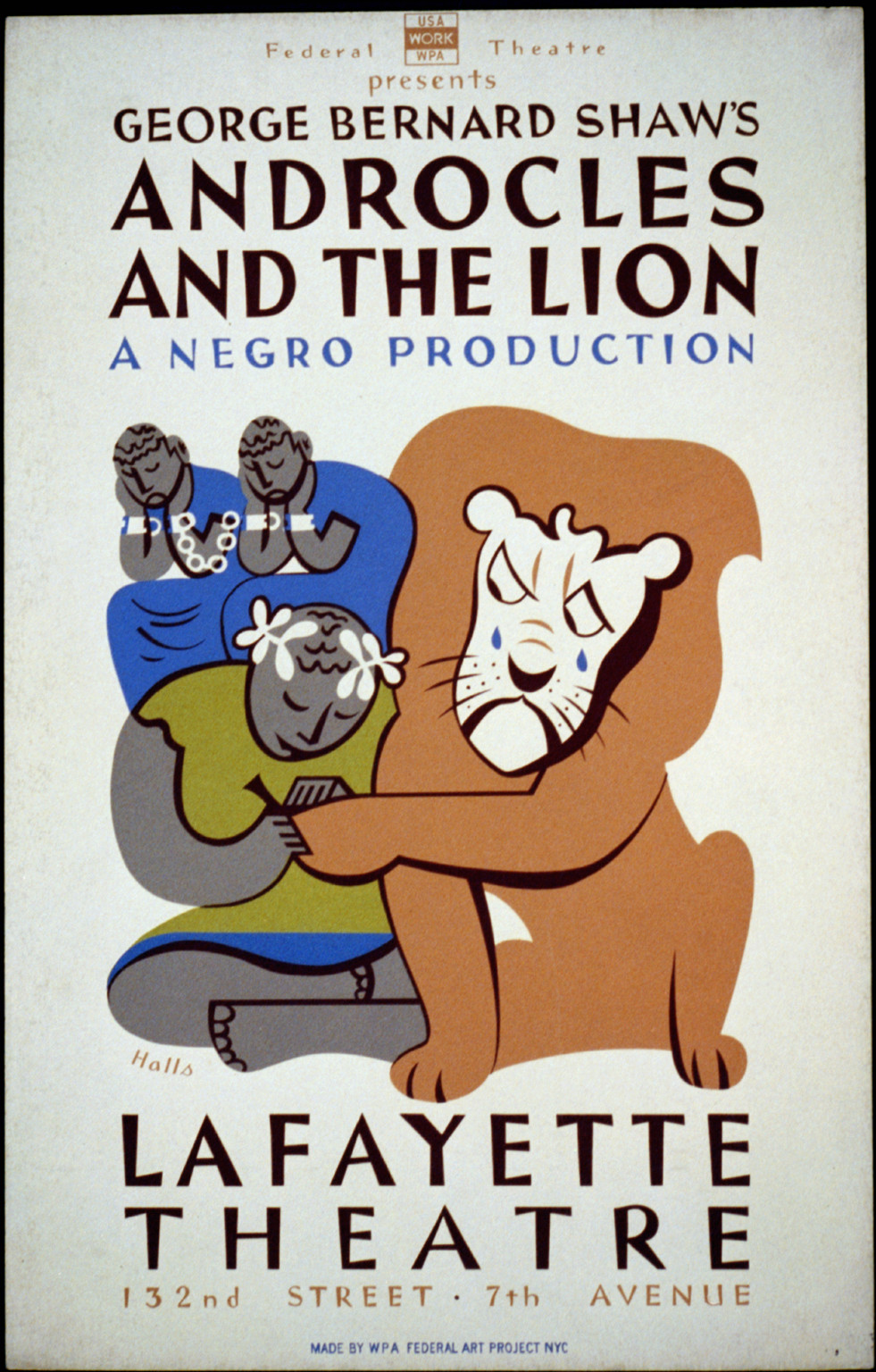 Federal Theatre presents George Bernard Shaws Androcles and the lion A Negro producti, 1936 — vintage poster