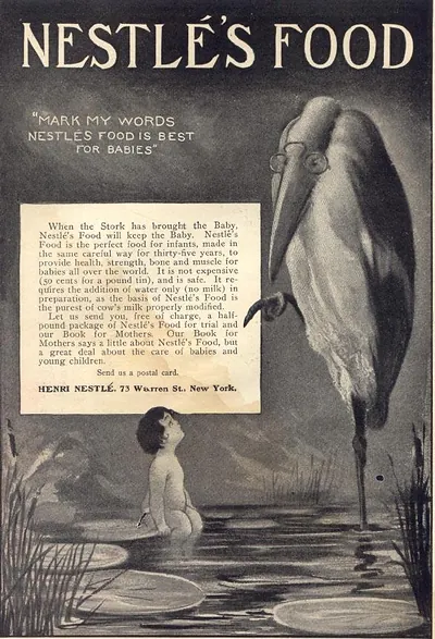 Nestlé's Food advertisement with stork and baby