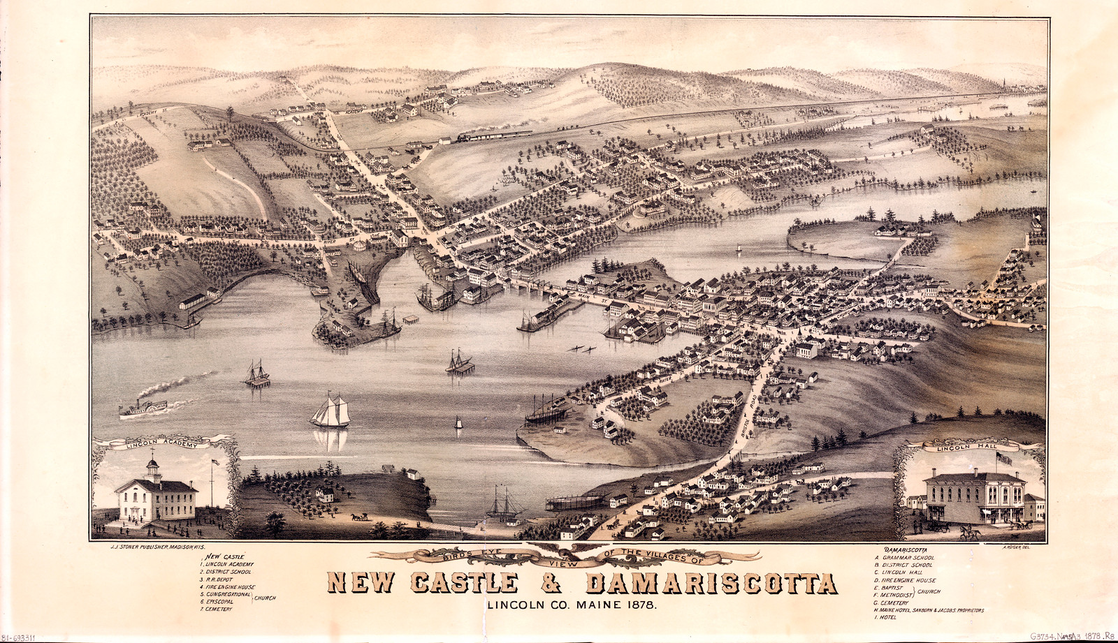New Castle Damariscott, Maine, 1878 — antique map