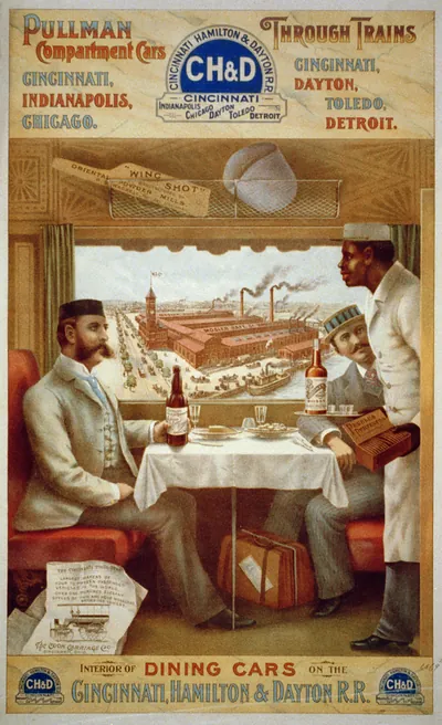 Pullman compartment cars through trains -- interior of dining cars on the Cincinnati, Hamilton & Dayton R.R.