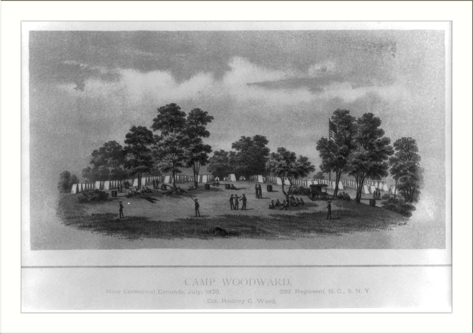 Camp Woodward, near Centennial Grounds, July, 1876, [no date recorded on shelflist card] — historic print
