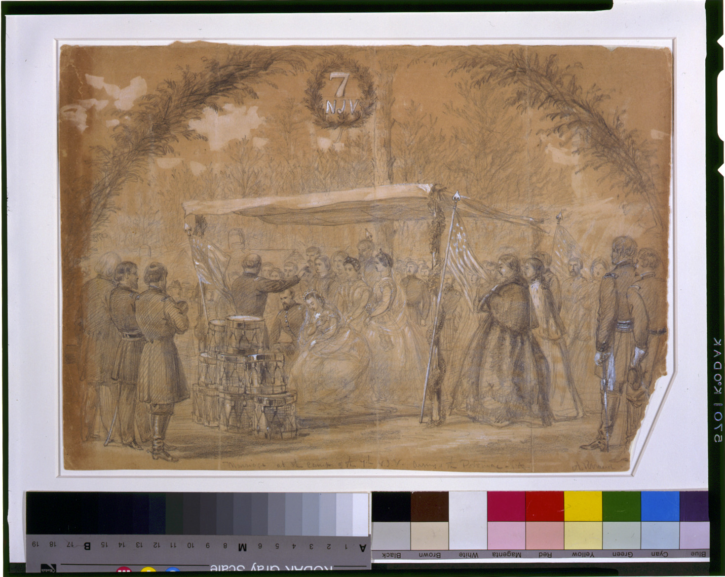 Marriage at the camp of the 7th N.J.V. Army of the Potomac, Va, [1863 March 18] — historic drawing
