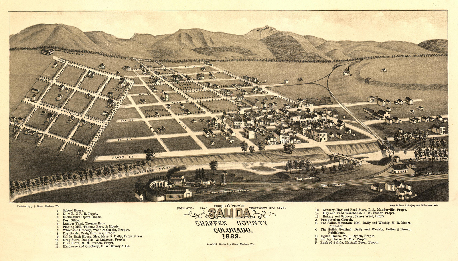 Salida, Colorado, 1882, 1882 — antique map