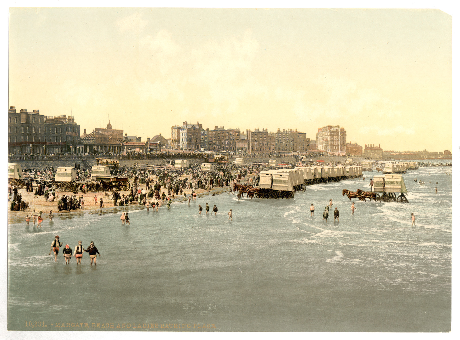 Beach and ladies bathing place Margate England, [between ca. 1890 and ca. 1900]. — historic print