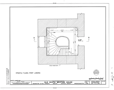 Old South Meeting House steeple plans, first landing