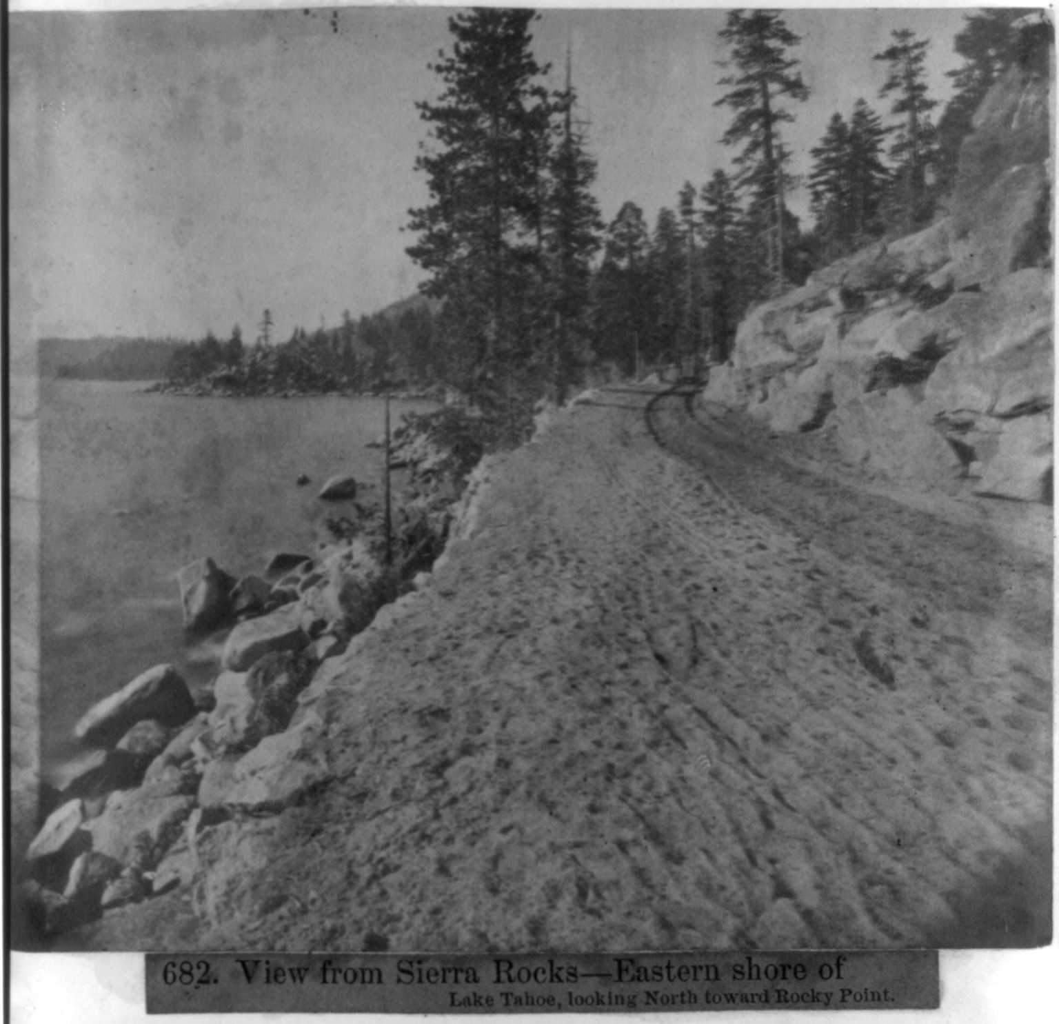 Lake Tahoe, Calif. - view from Sierra Rocks, eastern shore looking north toward Rocky Point, [published 1866] — historic photograph