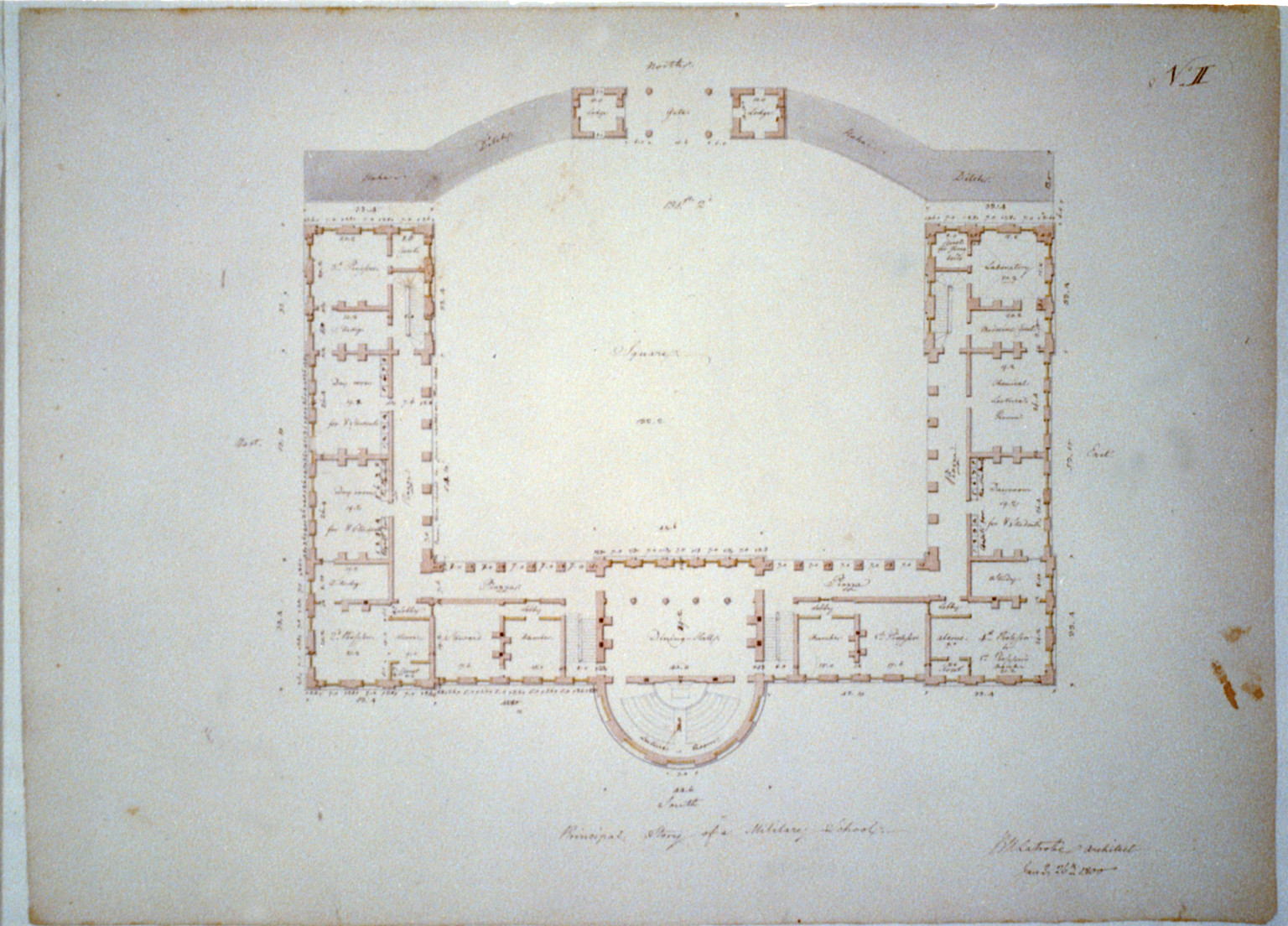 [Military academy. Principal story, floor plan], 1800 — historic drawing