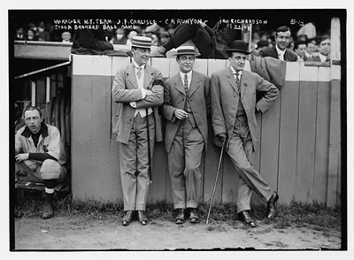 Stock Brokers Ball Game (N.Y. - Boston), Manager N.Y. team J.F. Carlisle, also C.R. Runyon, and Ira Richardson