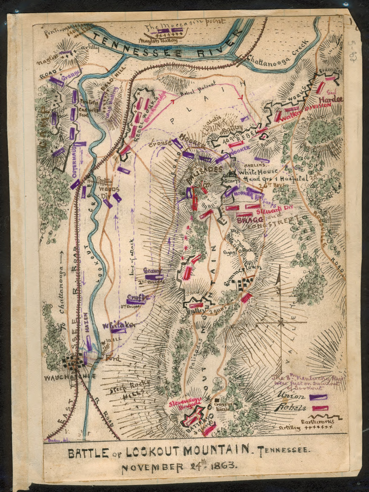 Battle of Lookout Mountain, Tennessee. November 24th, 1863 — historic image